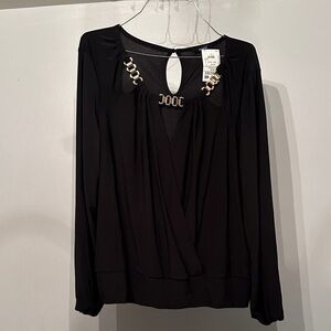 Elegant Black Women's Top with Gold Accents